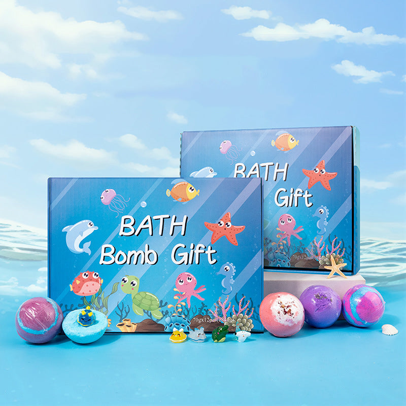 💙12Pcs 60g Ocean Toy Shower Bombs for Kids Bathing Stress Relief Aroma Therapy Spa Salt Ball🐳 🎁