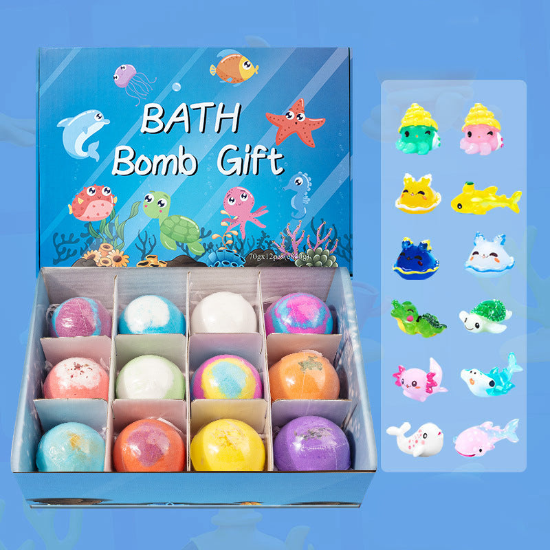 💙12Pcs 60g Ocean Toy Shower Bombs for Kids Bathing Stress Relief Aroma Therapy Spa Salt Ball🐳 🎁