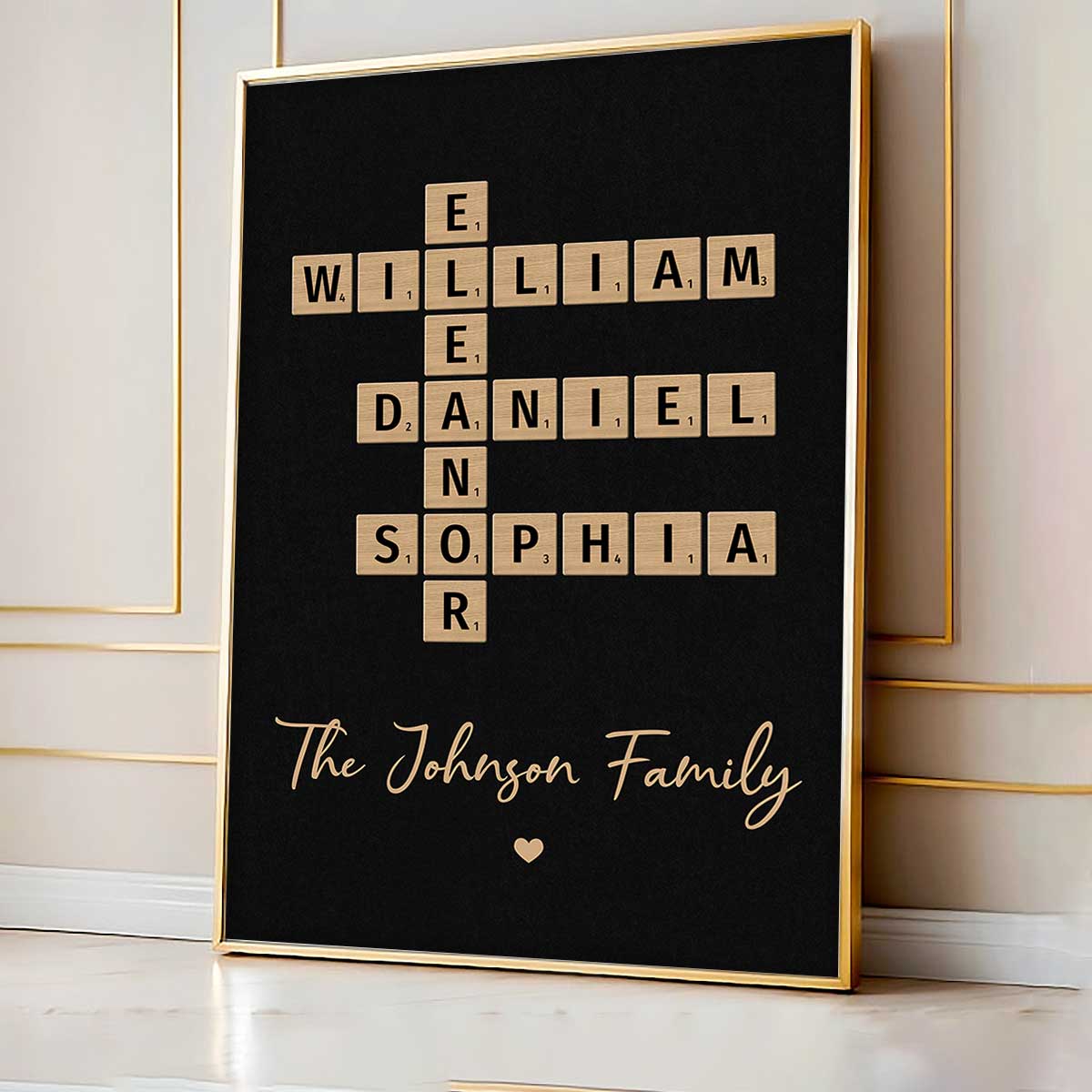 Family Crossword Art - Created In A Moment, Treasured Forever - Personalized Poster