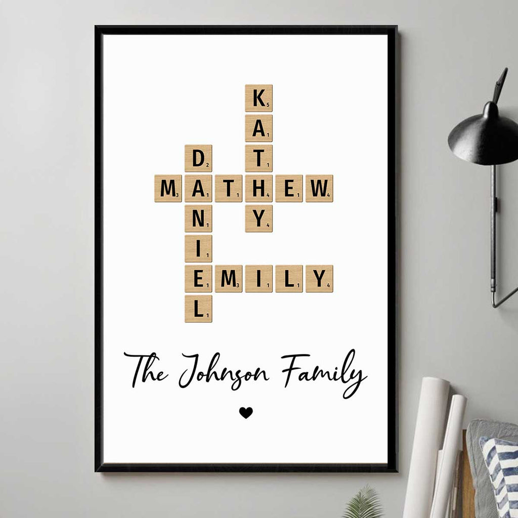 Family Crossword Art - Created In A Moment, Treasured Forever - Personalized Poster